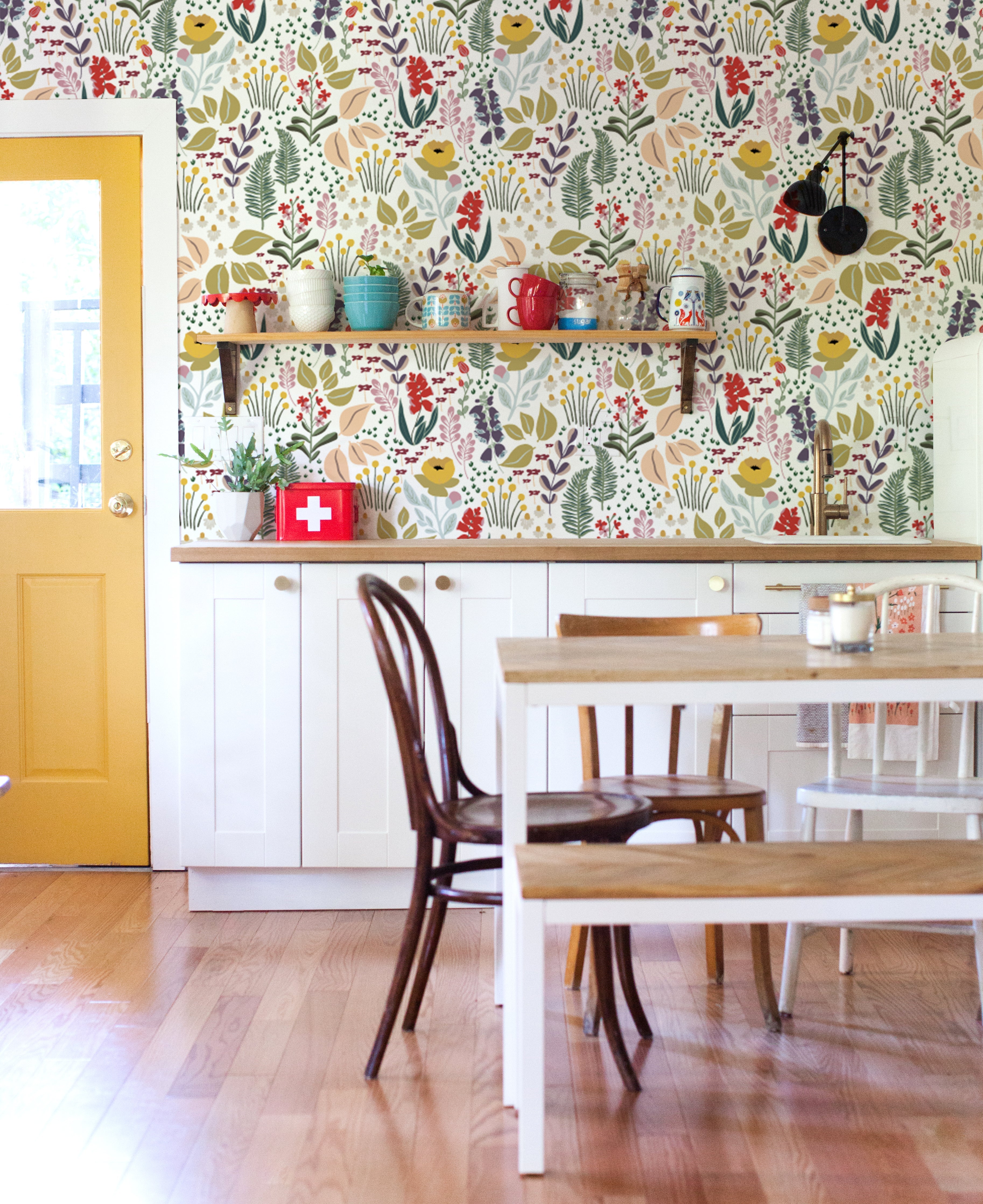 Mountain meadow removable wallpaper - white